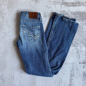 Big Star Remy Low Rise Bootcut Jeans Womens 26L Medium Wash Embroidered Blue